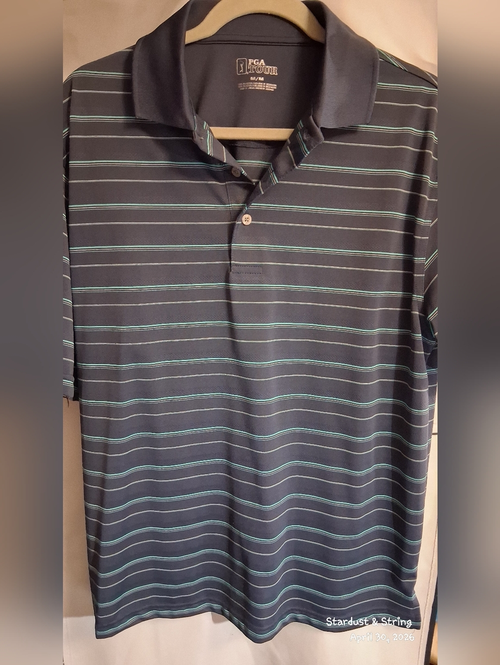 Black Short Sleeve Performance Golf Polo Shirt Medium PGA Tour
